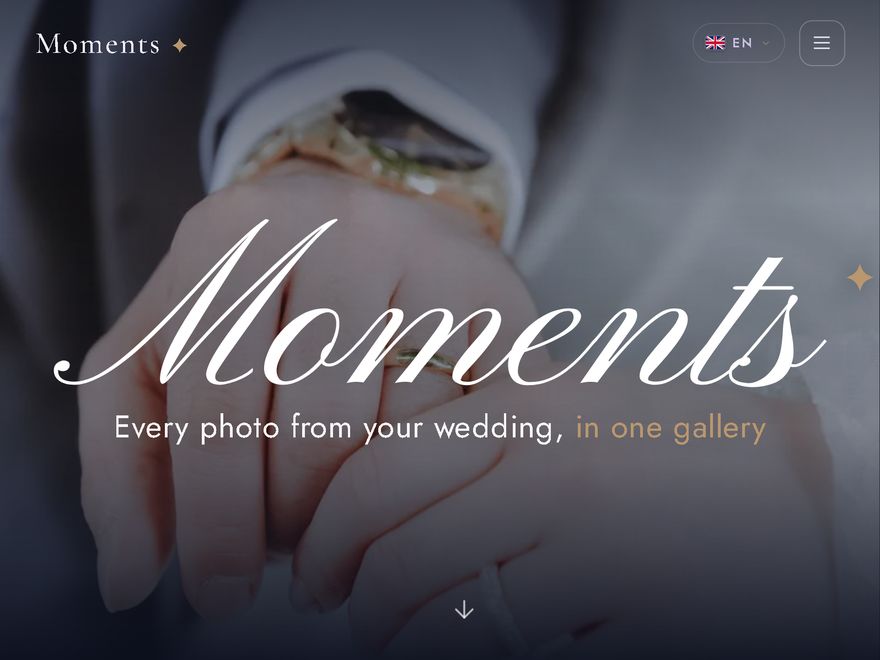 The Moments homepage - wedding photo sharing